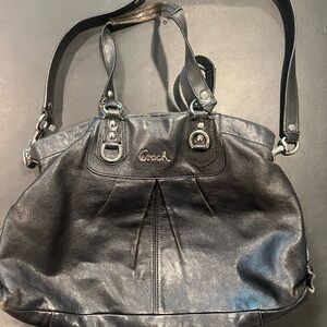Pre-Loved Coach Ashley Black Leather Carry-all -two way- SN#D1261-F15513